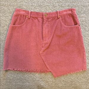 fab'rik Soft Rose Corduroy Mini Skirt Zip Front Asymmetric Hem Size Medium